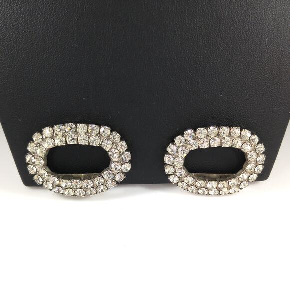 Vintage Wedding Shoe Clips, Rhodium Plated, 1950s MUSI Clear Rhinestones - Picture 6 of 10